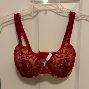 Curve Muse Women's Size 32DD Red Lace Bra